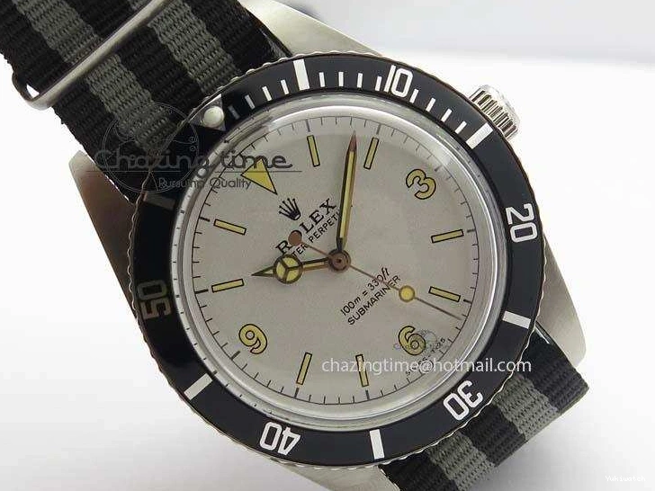 On SS Dial Strap Vintage 1680 White Nylon No Submariner A2836 Date 0218